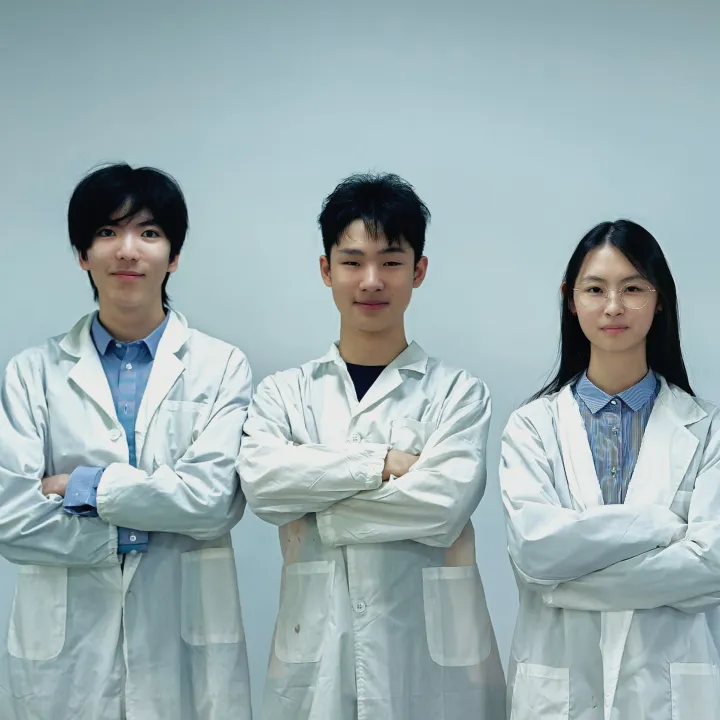 研究团队合影与阶段性成果展示（剑桥国际科学竞赛2025东亚地区最佳奖）
