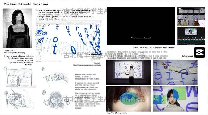 基于Sophie Calle方法论的实践页面,身体作为文字载体的创作探索