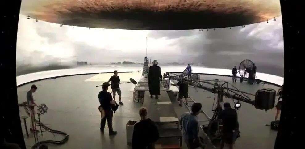 影视虚拟拍摄现场，LED虚拟背景与实拍无缝融合